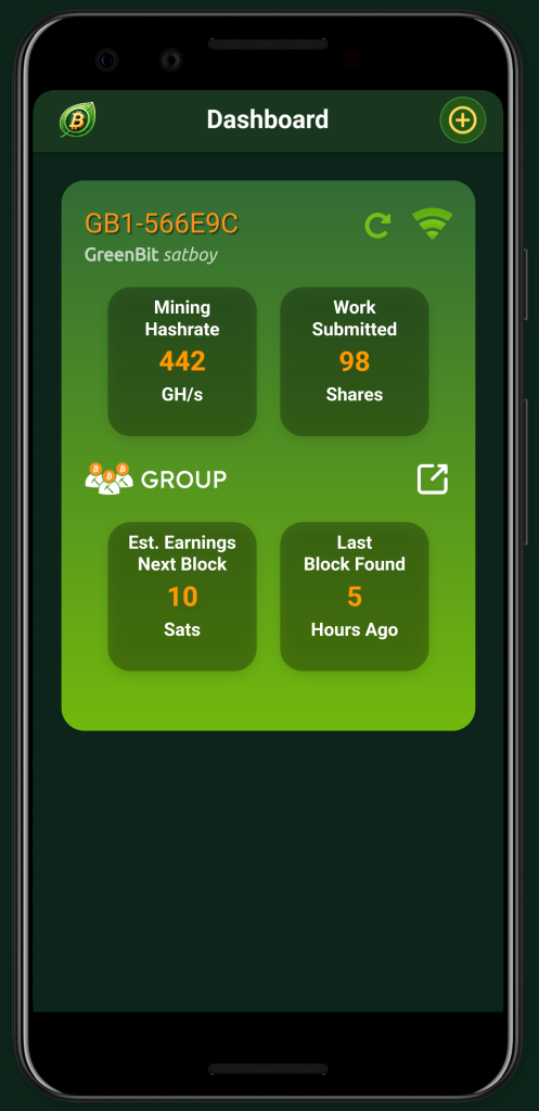 GreenBit app featuring group mining method