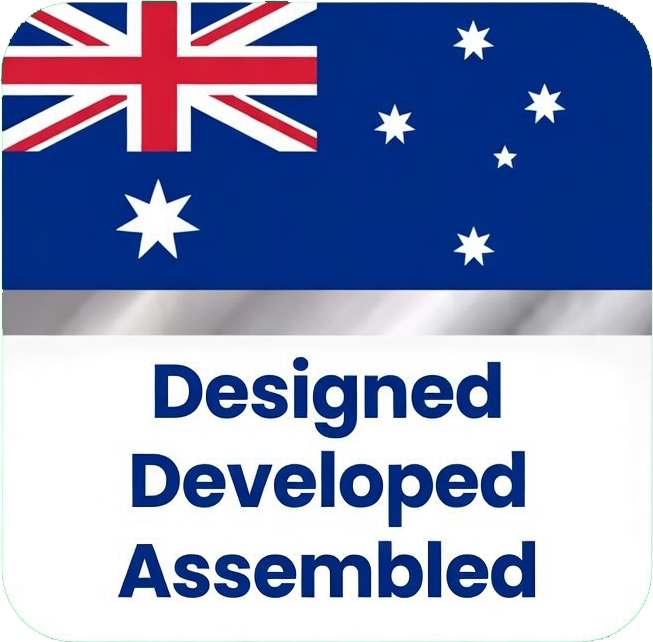 Designed, developed and assembled in Australia